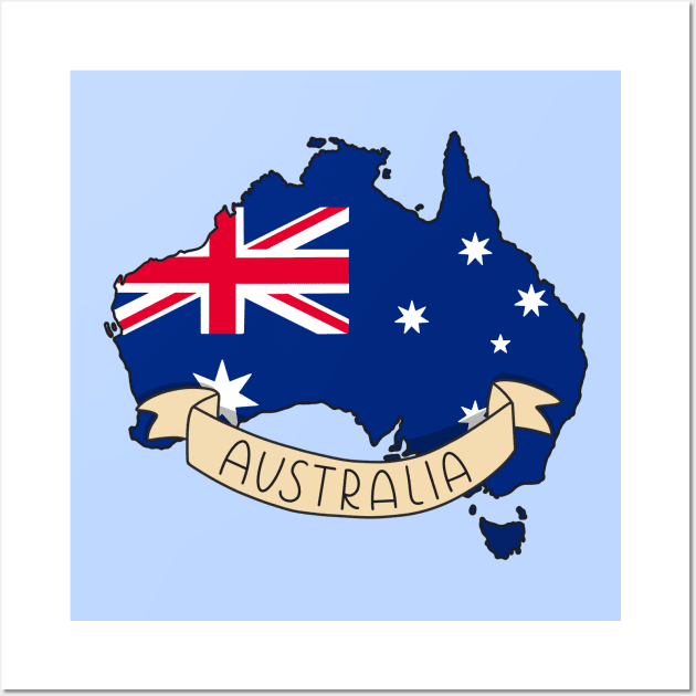 Australia Flag Map Wall Art by Sofia Sava